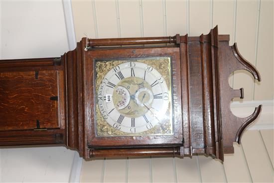 A late George III oak thirty hour longcase clock, by Thomas Haden of Dudley W.52cm